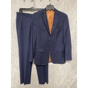 Jos A Bank Suit Men 38R 36R Blue Slim Winter Flannel Cashmere Wool W32X33 Luxury